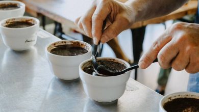 tasting coffee